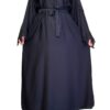 Black Abaya With Wavy Sleeves And Belt And Scarf