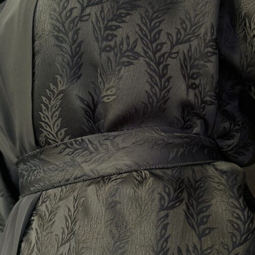 4 Piece Black Wheat Spikes Embroidery Abaya