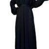 4 Piece Black Wheat Spikes Embroidery Abaya