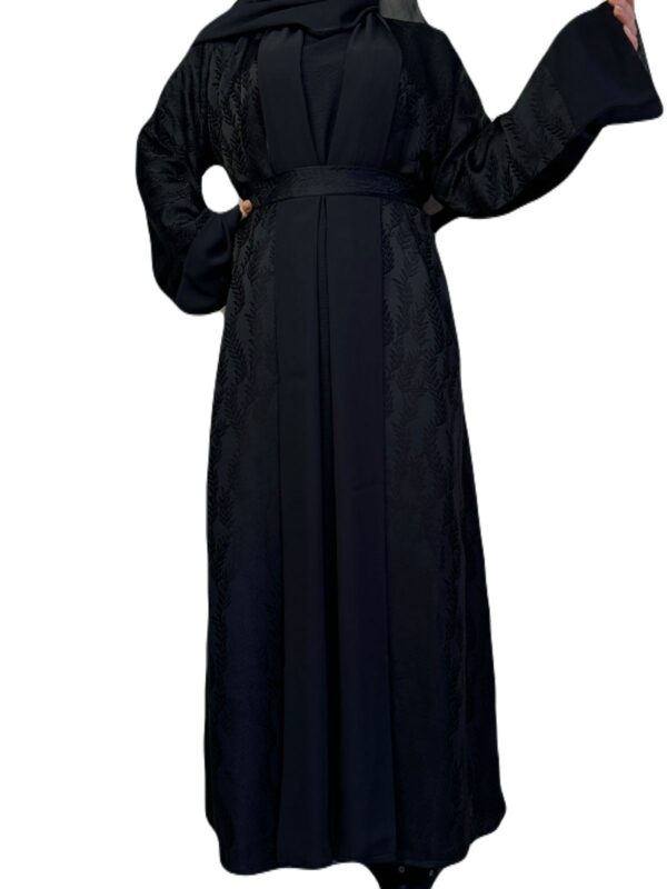 4 Piece Black Wheat Spikes Embroidery Abaya