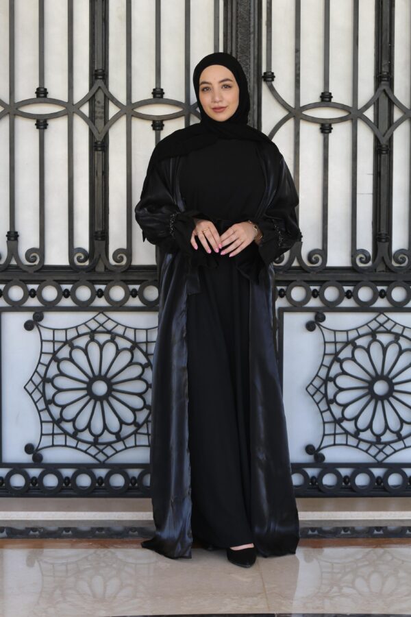 4 Piece Abaya With Huge Stone Design On The Sleeves