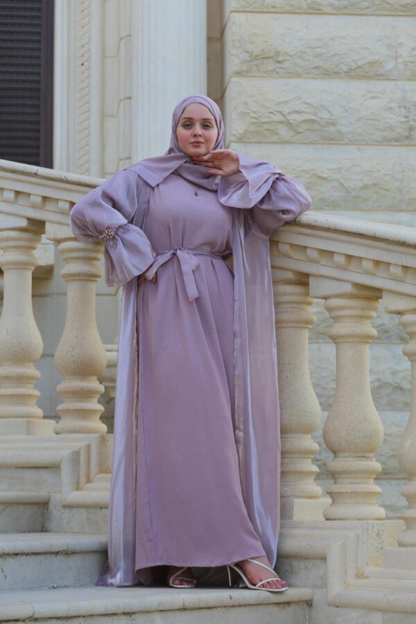 4 Piece Abaya With Huge Stone Design On The Sleeves