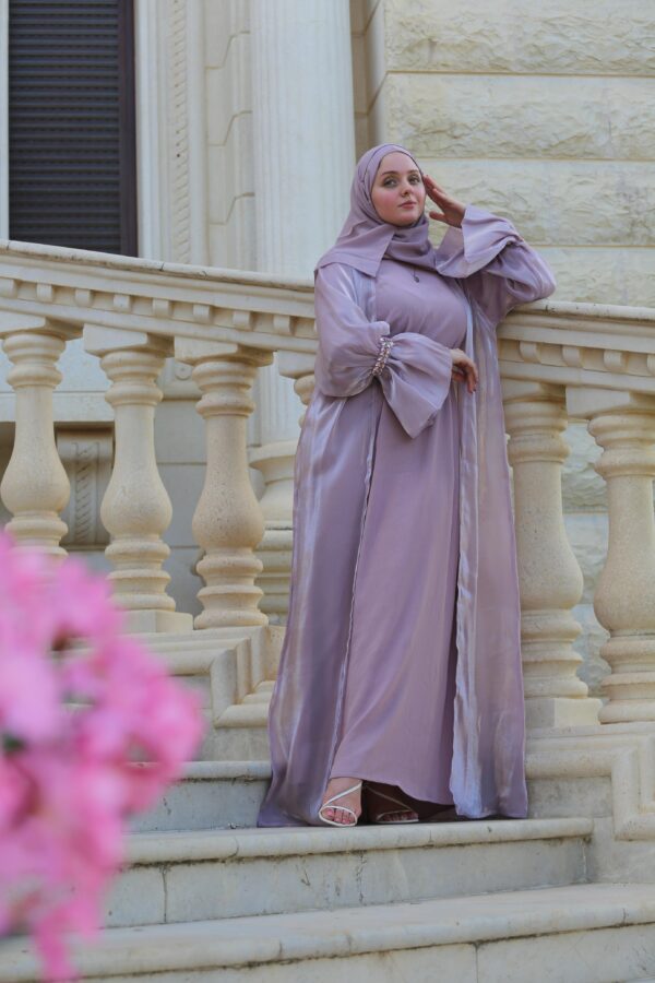 4 Piece Abaya With Huge Stone Design On The Sleeves