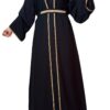 4 Piece Black Abaya With Golden Stone Design On Th Edges,Sleeves And Belt