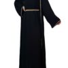 4 Piece Black Abaya With Golden Stone Design On Th Edges,Sleeves And Belt
