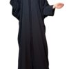 Black Abaya With Cross Stitches On The Chest With Scarf