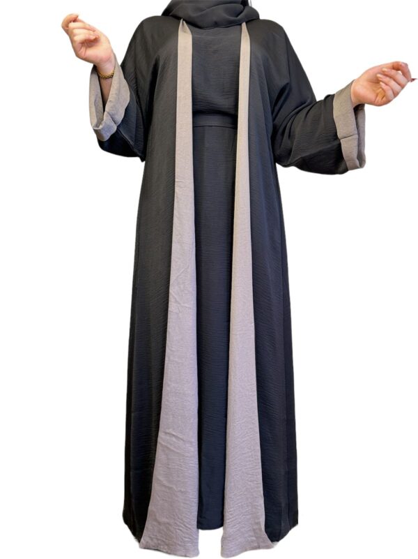 4 Piece Abaya Wear In Black And Light Brown Face With Belt And Scarf