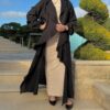White Abaya With Tight Sleeves And Wavey Sides