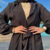 White Abaya With Tight Sleeves And Wavey Sides