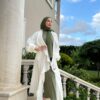 White Abaya With Tight Sleeves And Wavey Sides