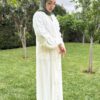 White Abaya With Tight Sleeves And Wavey Sides