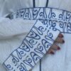White Abaya With Blue Embroidery Design  On Sleeves And Belt