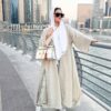 Beige Open Abaya With Few Silver Strass