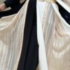 Black And Beige With Golden Line Open Abaya