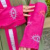 Olive Open Abaya With Dark Pink Sleeves
