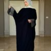 Closed Black Abaya With Designed Sleeves