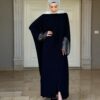 Closed Black Abaya With Designed Sleeves