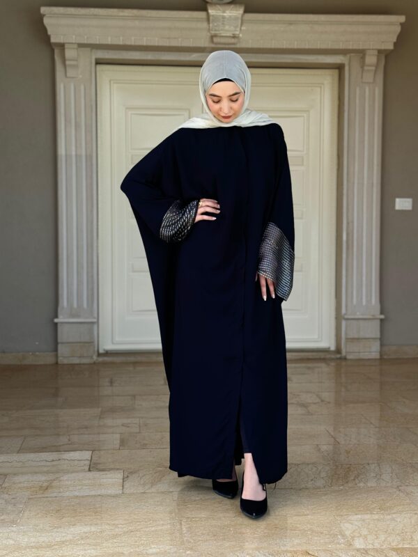 Closed Black Abaya With Designed Sleeves