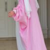 Open Pink Abaya With Tie On The Sleeves