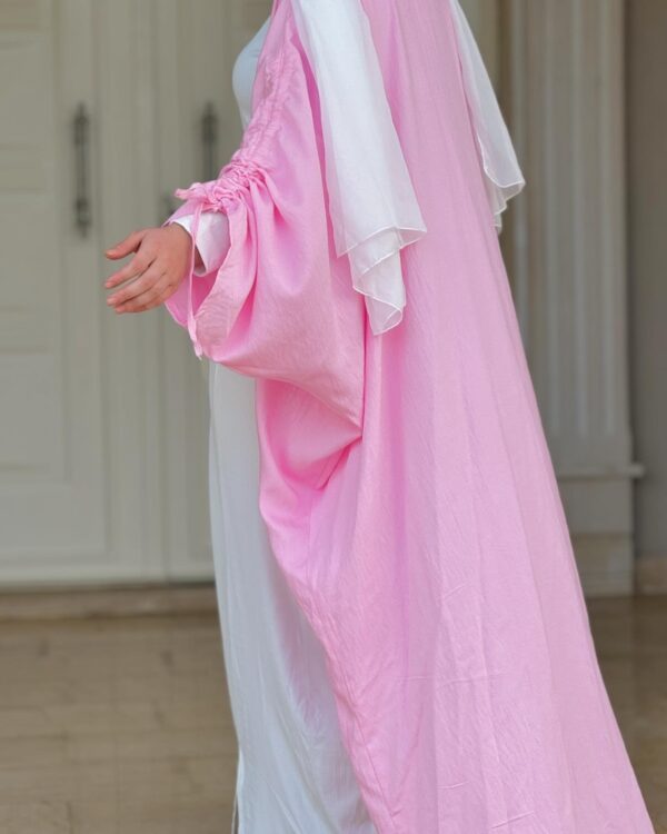 Open Pink Abaya With Tie On The Sleeves