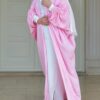 Open Pink Abaya With Tie On The Sleeves