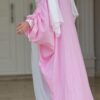 Open Pink Abaya With Tie On The Sleeves