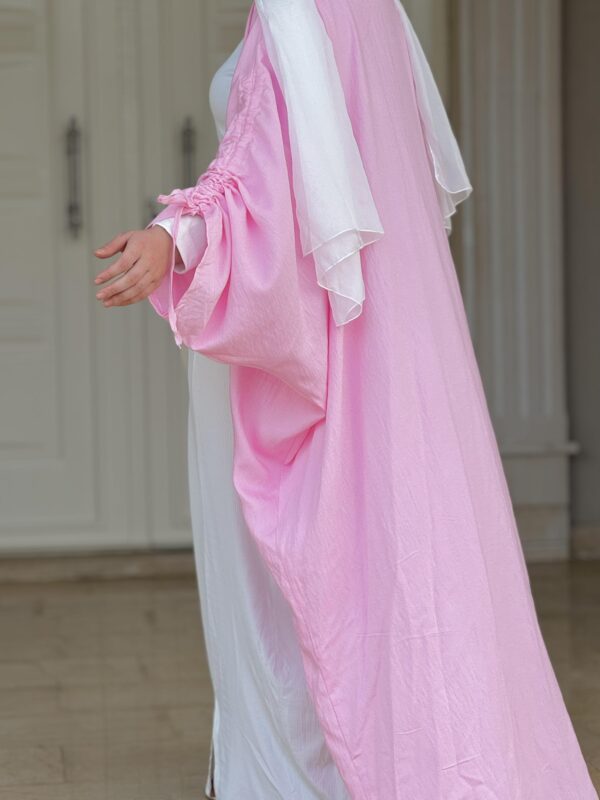 Open Pink Abaya With Tie On The Sleeves