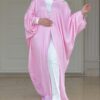 Open Pink Abaya With Tie On The Sleeves
