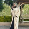 Beige Abaya With Decorative Hat And Pocket