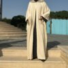 Beige Abaya With Decorative Hat And Pocket