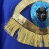 Simple Blue Abaya With Eye Design On The Chest