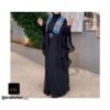 3 Pieces Black Abaya With Embroidery On Shoulder Ana Belt