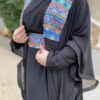 3 Pieces Black Abaya With Embroidery On Shoulder Ana Belt