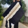 Black Abaya With Embroidery On Chest And Pocket With Bag