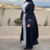 4 Piece Black Abaya With White Under Dress And Strass On Sleeves And Belt