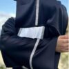 4 Piece Black Abaya With White Under Dress And Strass On Sleeves And Belt