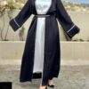 4 Piece Black Abaya With White Under Dress And Strass On Sleeves And Belt