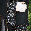Black Open Abaya With Beige Embroidery On The Belt And Sleeves