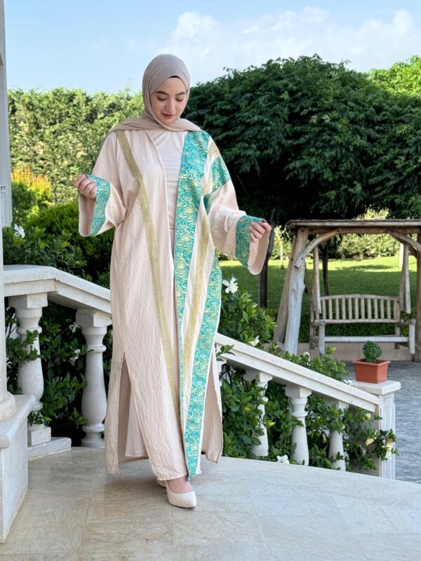 Classy Abaya With Arabic Letters On The Sleeves And One Side Of The Abaya