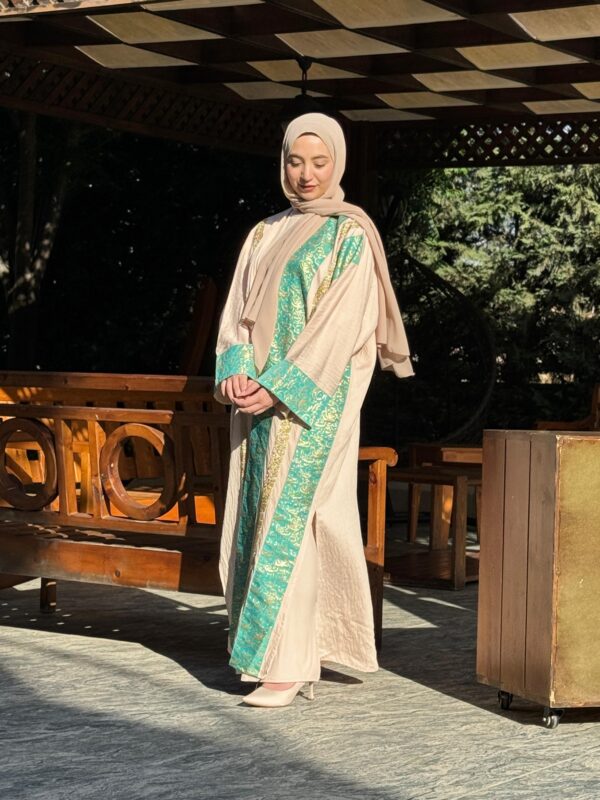 Classy Abaya With Arabic Letters On The Sleeves And One Side Of The Abaya