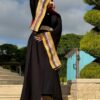 Abaya With Designed Wide Sleeves And Belt