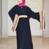 Abaya With Designed Wide Sleeves And Belt