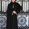 Black With Embroidery Line On Chest And Sleeves With Scarf And Belt