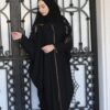 Farasha Abaya With Black Light Brown Embroidery On The Sleeves And Back With Scarf