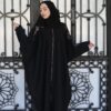 Farasha Abaya With Black Light Brown Embroidery On The Sleeves And Back With Scarf