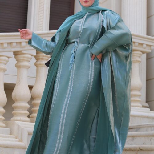 4 Piece Abaya With Shiney Look