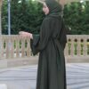 Green Abaya With Silver Strass With Belt And Scarf