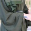 Green Abaya With Silver Strass With Belt And Scarf