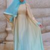 Chic Dress With Inner Belt And Fur On The Sleeves With Scarf
