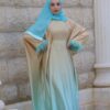 Chic Dress With Inner Belt And Fur On The Sleeves With Scarf